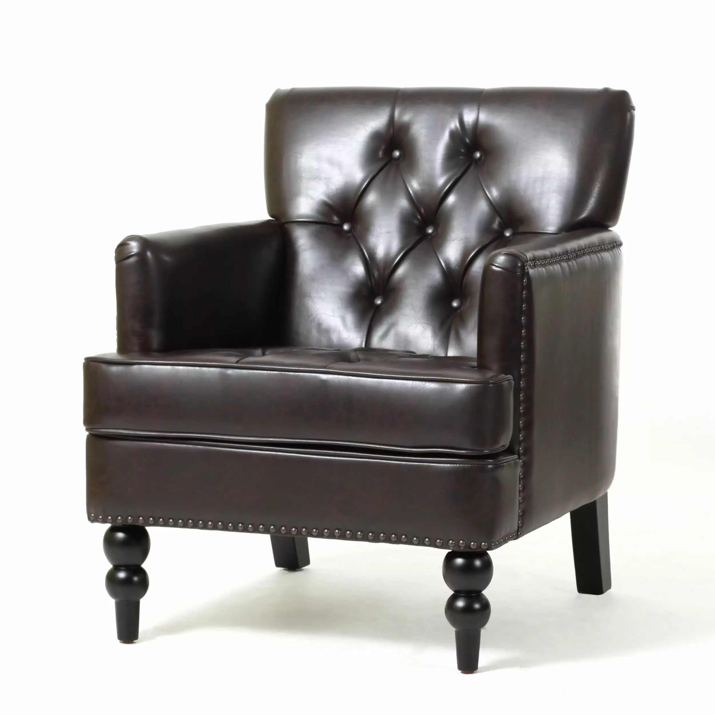 Randi Bonded Leather Club Chair Brown Comfortable Living Room Seating Denise Austin Home