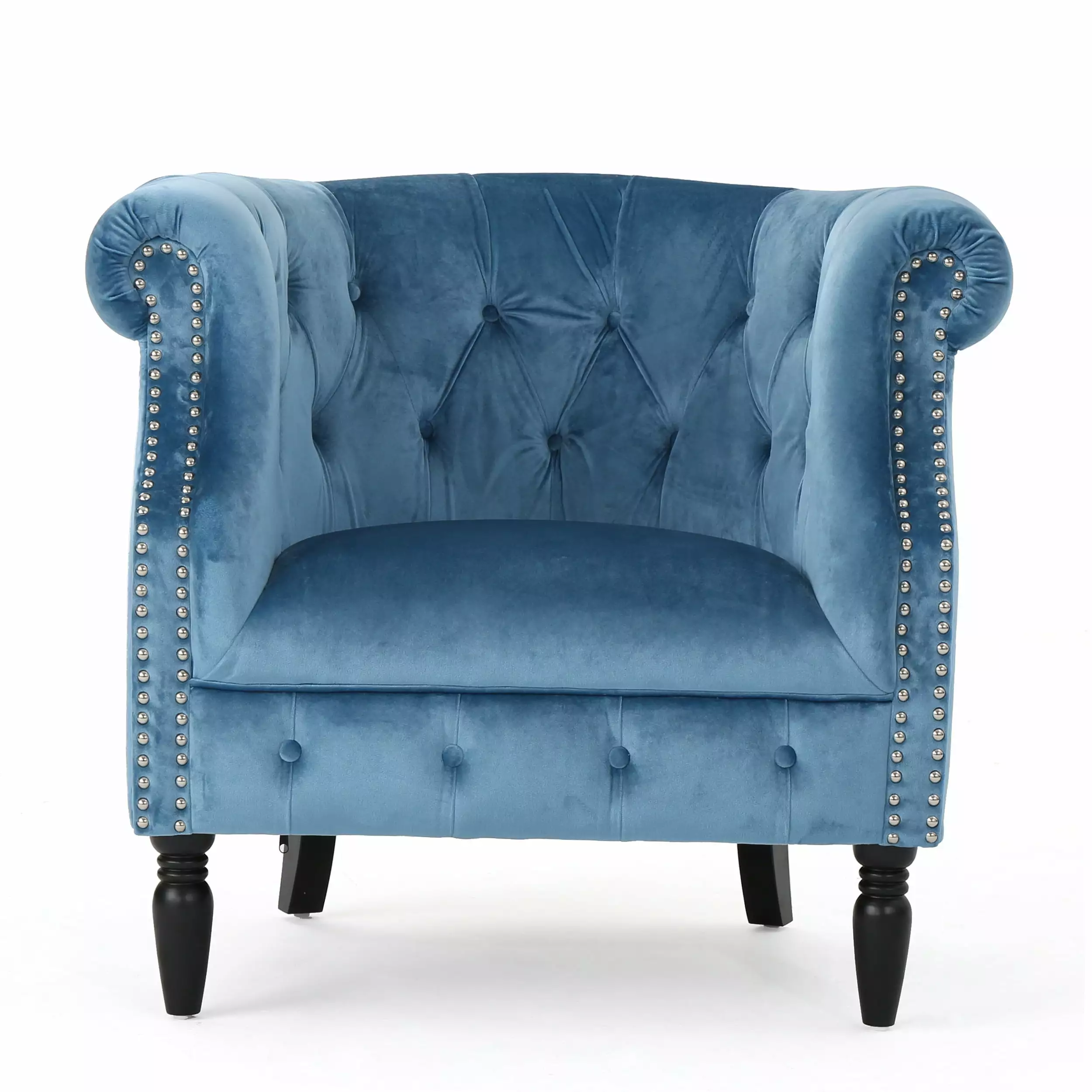 Aries New Velvet Club Chair Aqua Modern Living Room Seating GDFSTUDIO