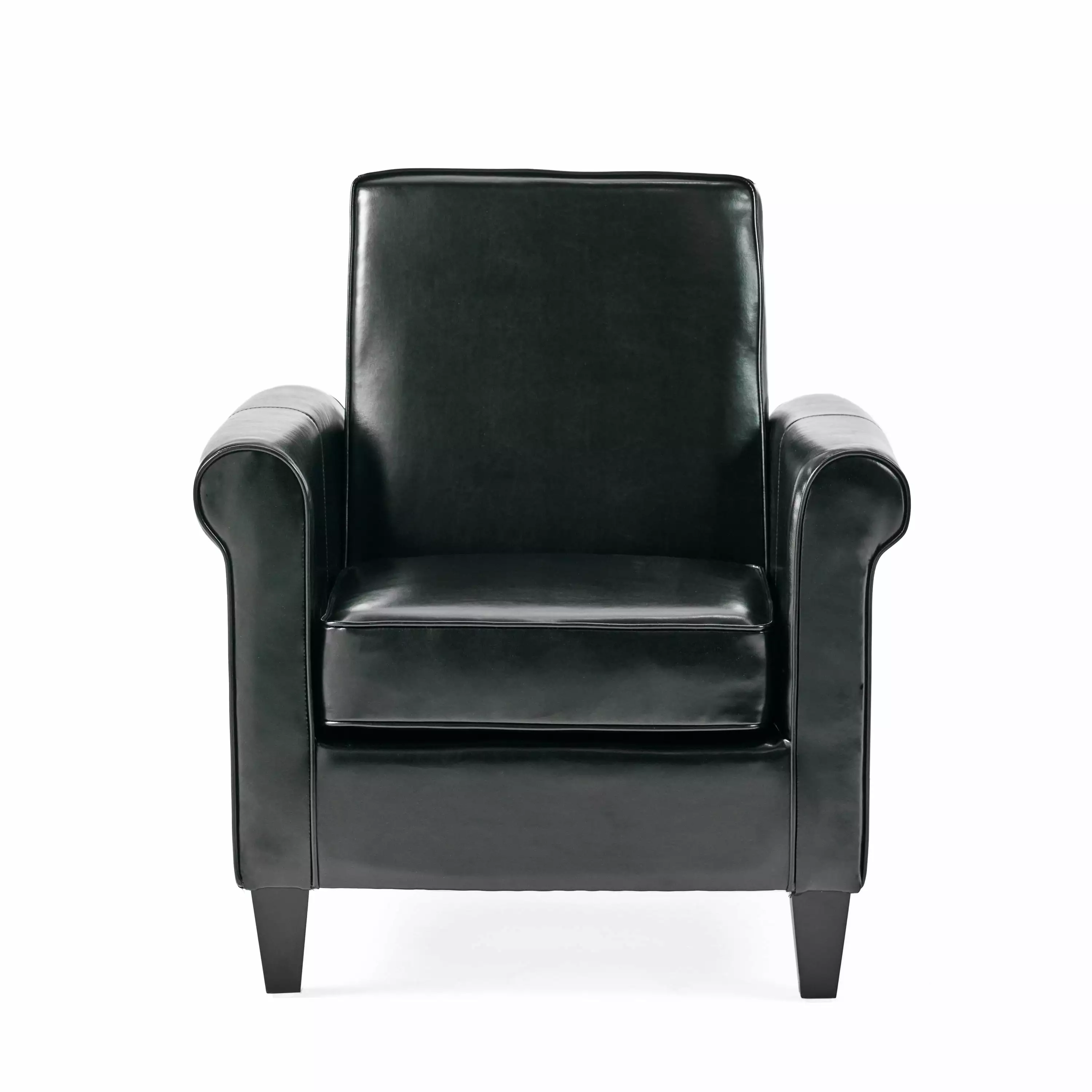 GDF Studio Newport Black Bonded Leather Club Chair Stylish Living Room Furniture GDFSTUDIO