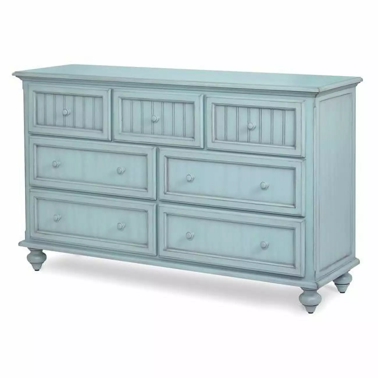 Sea Wind Florida Monaco Coastal Wood Dresser 7 Drawers Blue Finish Sea Winds
