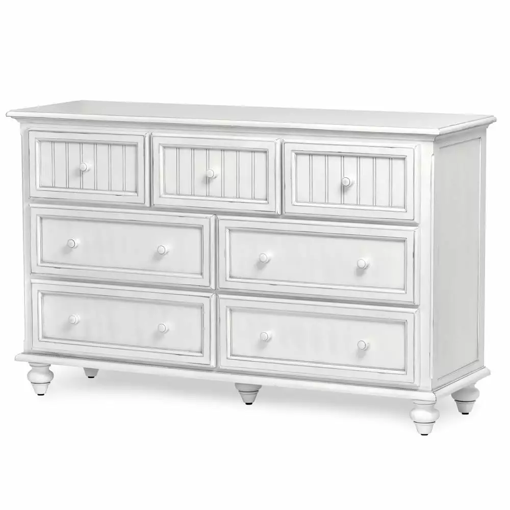Sea Wind Florida Monaco Coastal Wood Dresser 7 Drawers White Finish Sea Winds