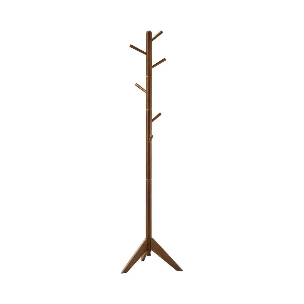 Devlin Coat Rack 6 Hooks Walnut Freestanding Entryway Organizer