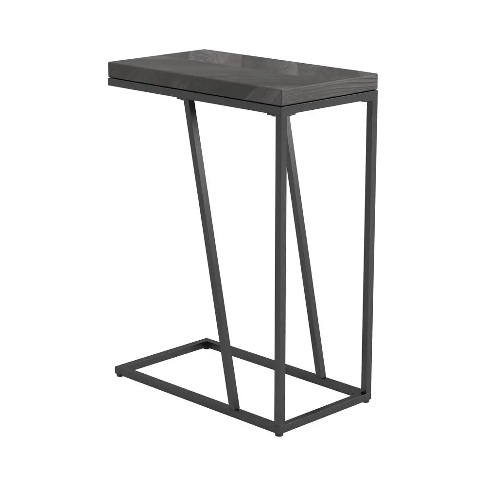 Sergio Chevron Rectangular Accent Table Rustic Grey Finish