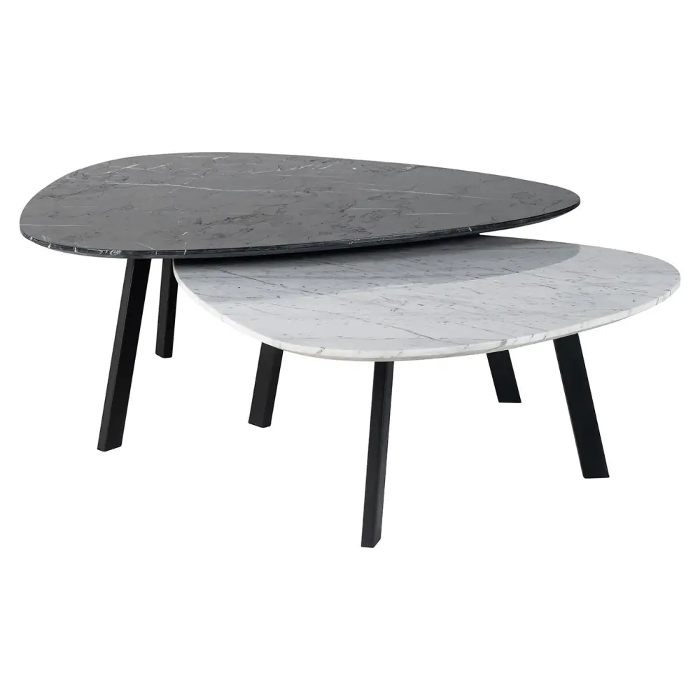 Trocadero Place 2 Marble Oval Coffee Tables
