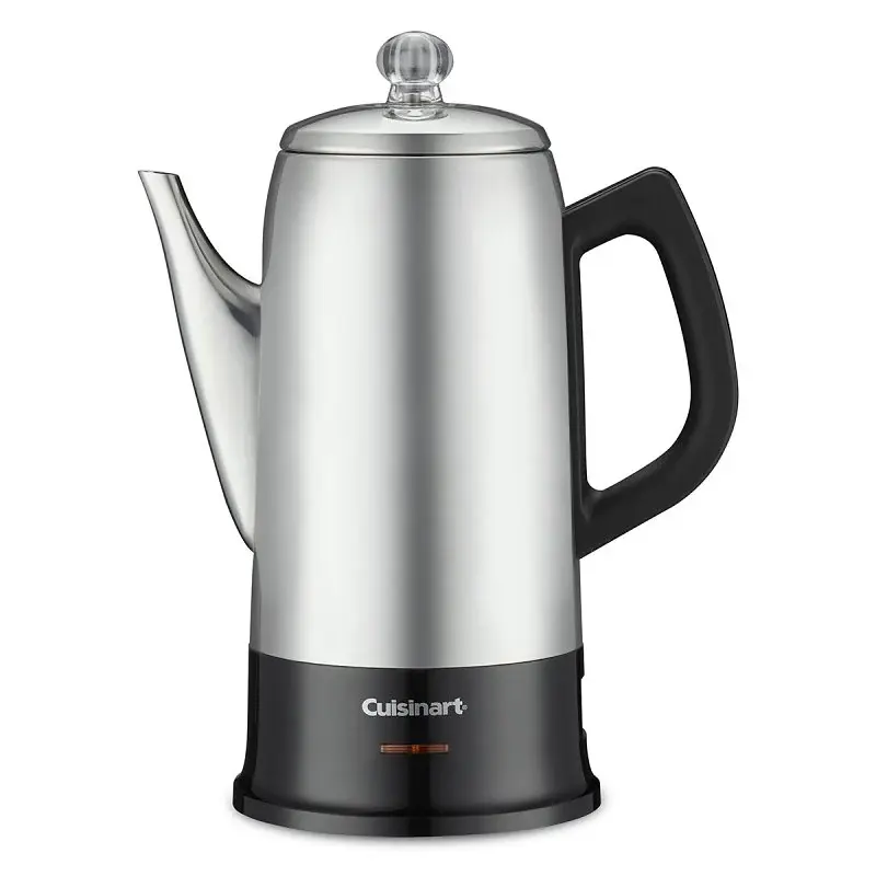 Cuisinart PRC-12N Classic Percolator, 12 Cup Capacity, 1000 to 1500 W, Stainless Steel, Quicksilver, Knob Control