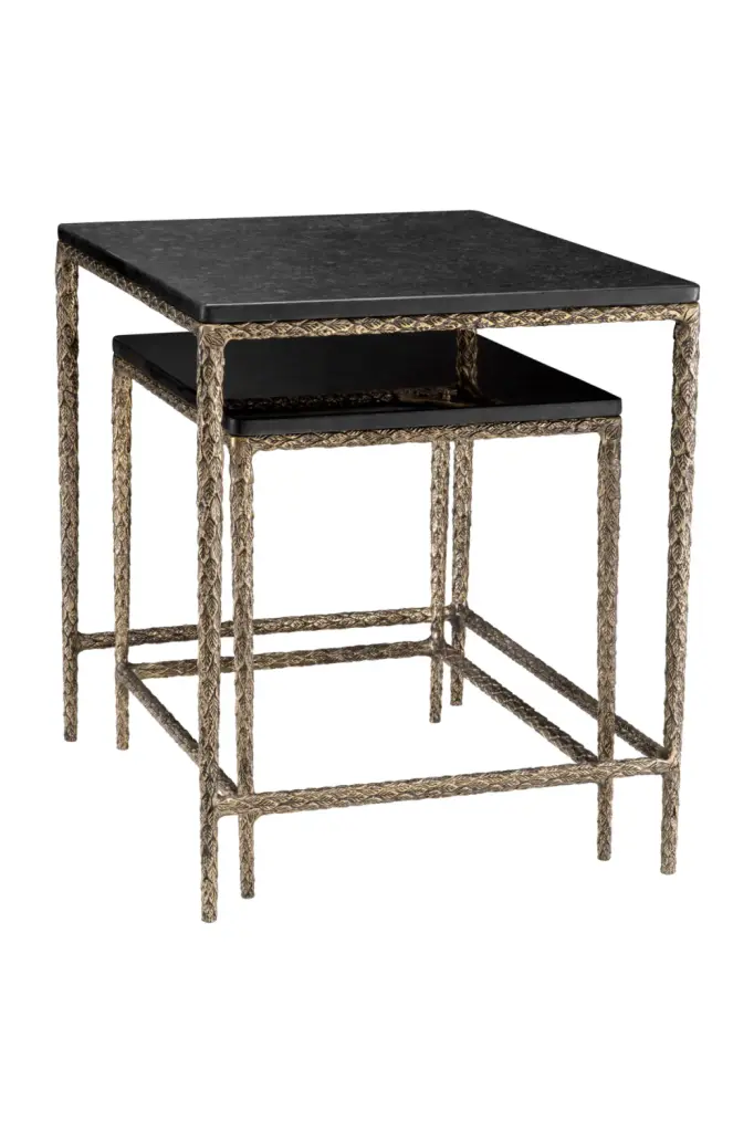 Black Granite Nesting Coffee Tables Set 2 Eichholtz Ferndale Modern Living Room