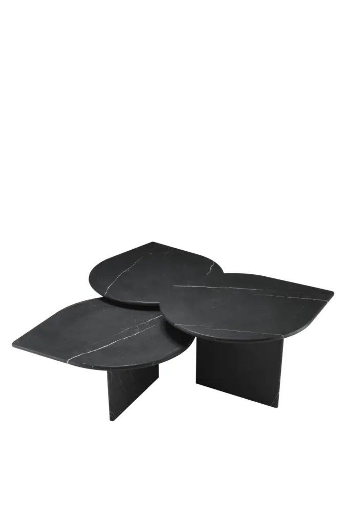 Black Marble Coffee Table Set 3 Eichholtz Naples Modern Living Room Tables