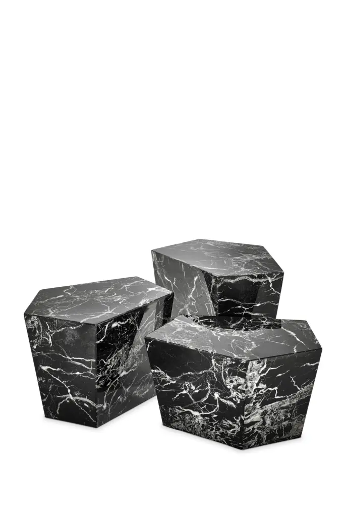 Black Marble Coffee Table Set 3 Eichholtz Prudential - Stylish Living Room Furniture