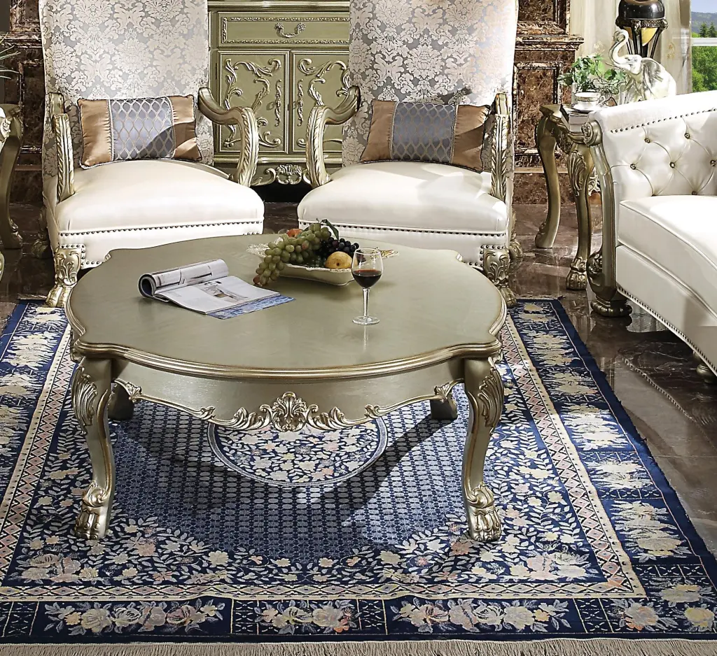 Dresden II Gold Patina & Bone Coffee Table - Modern Living Room Table Artistic Design