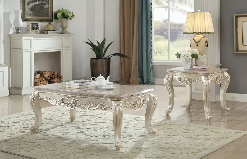 Gorsedd Marble & Antique White Coffee Table Living Room