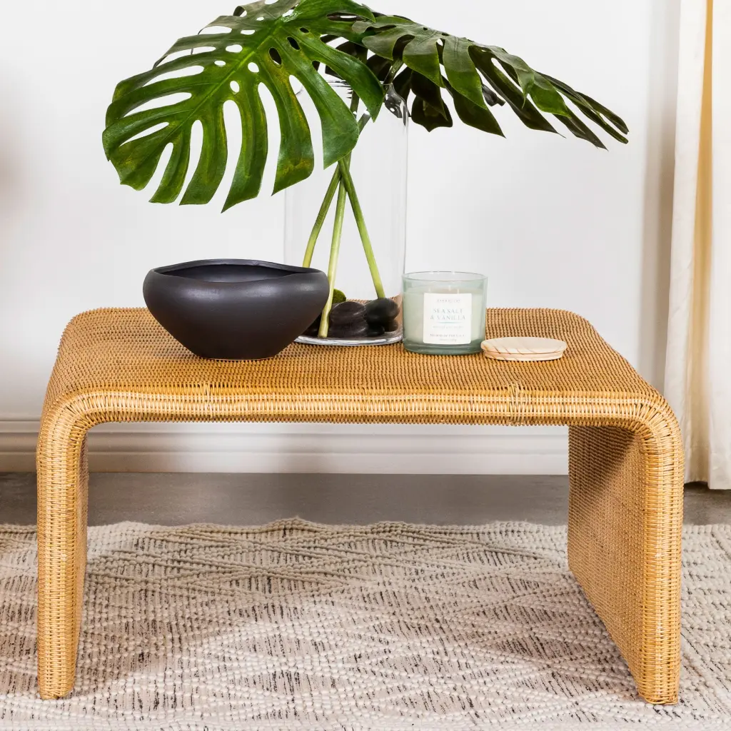 Juanita Square Rattan Coffee Table Natural - Boho Chic Living Room Table