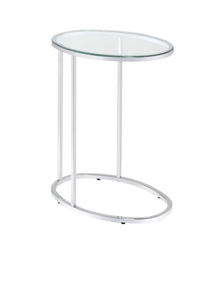 Kyle Oval Snack Table Chrome and Clear - Versatile Coffee Table Living Room