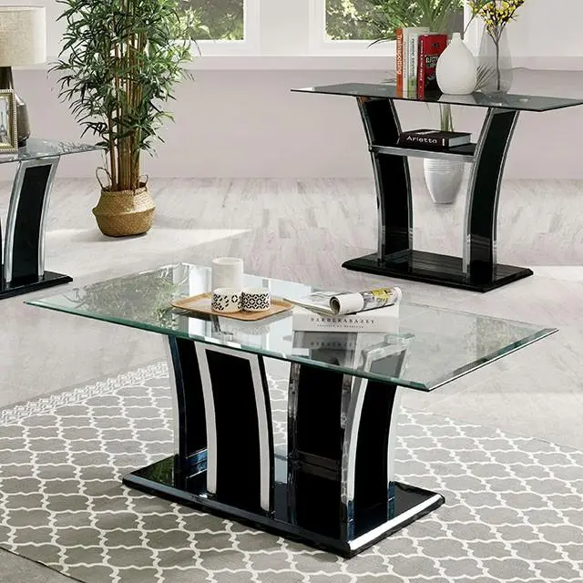 Staten Glossy Black Chrome Coffee Table Modern Living Room Furniture