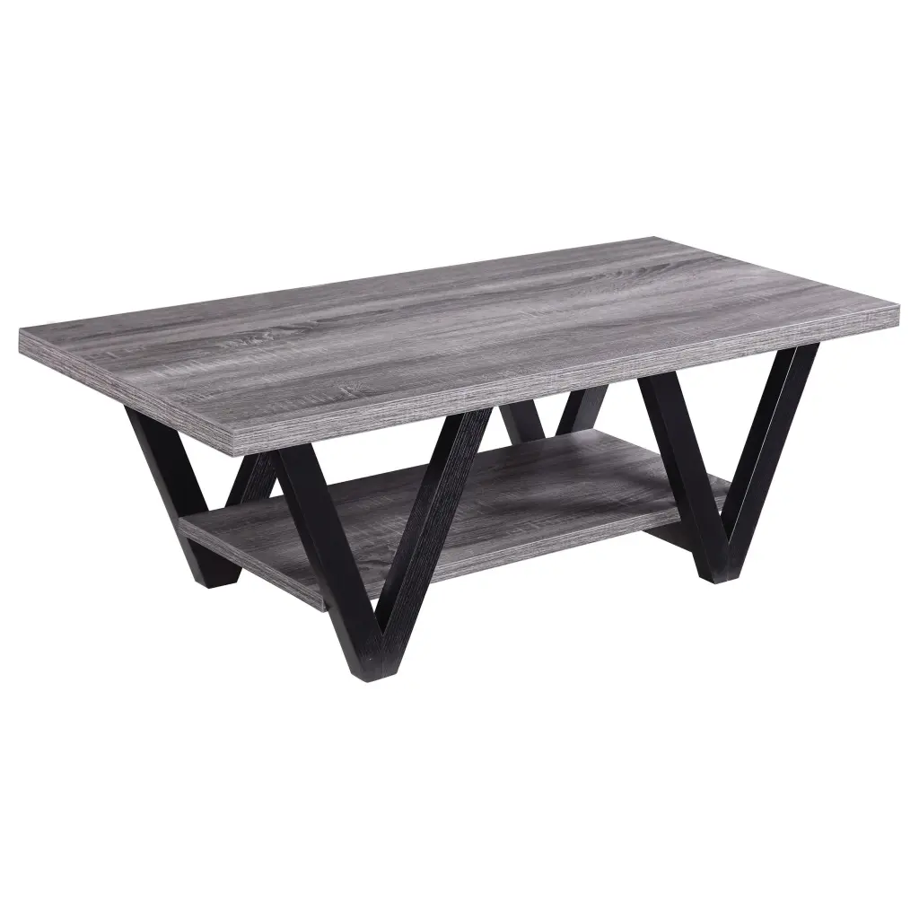 Stevens V-Shaped Coffee Table Black and Antique Grey