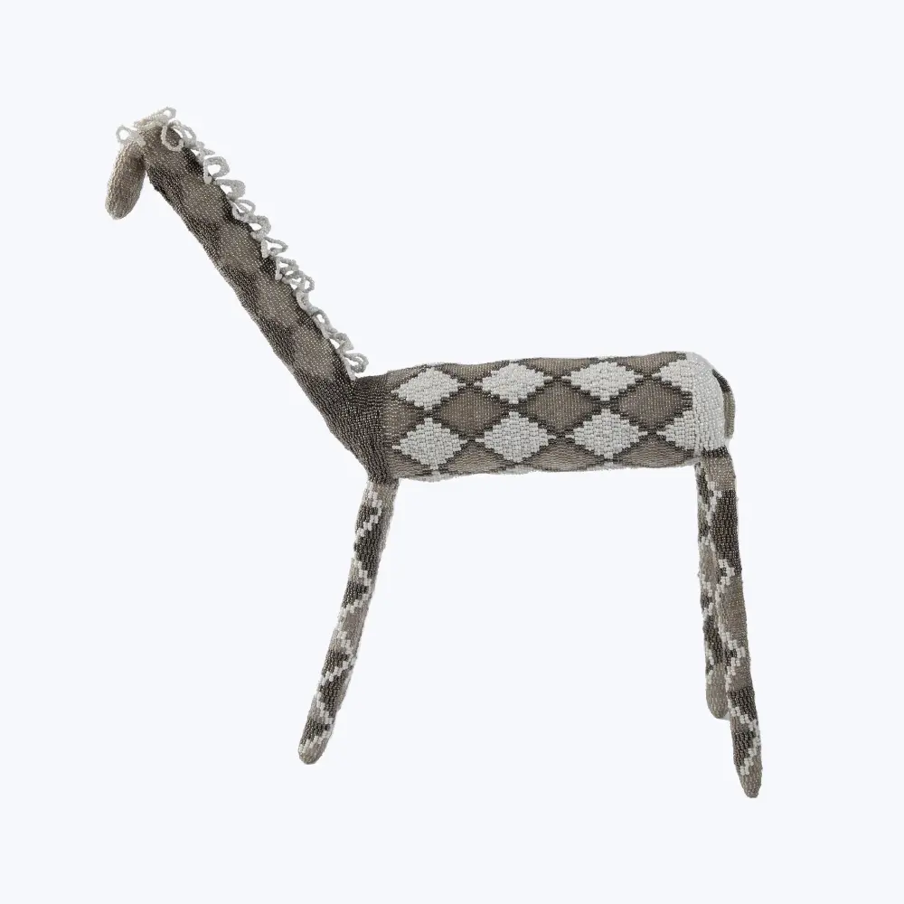 Large Beaded Animal, Snow & Silver