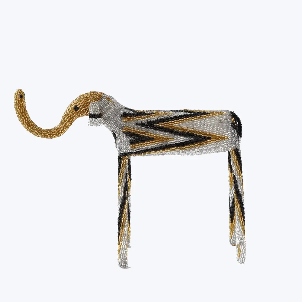 Onyx & Gold Beaded Elephant