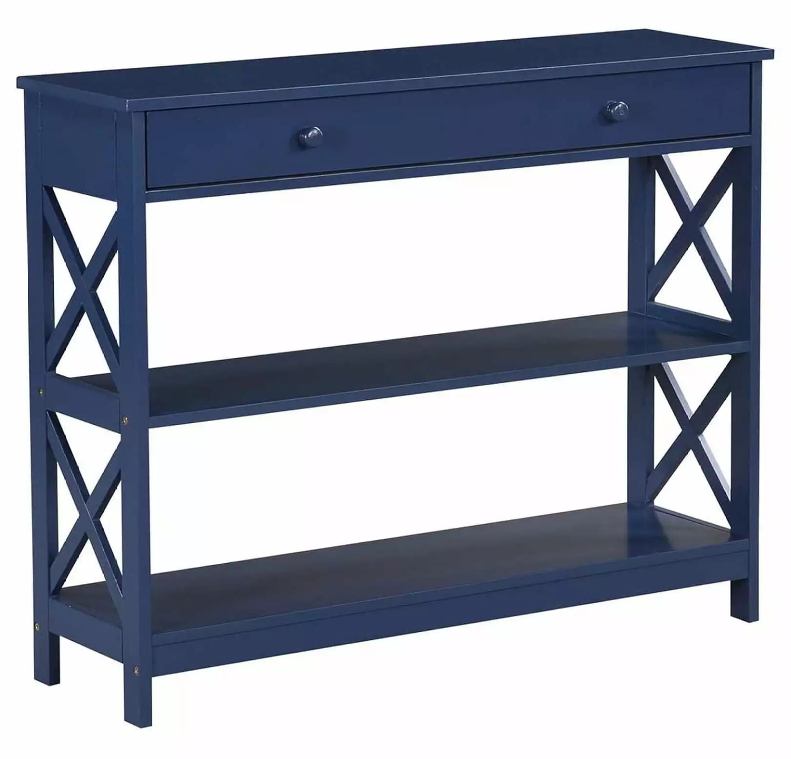 TiaGOC Cobalt Blue 1 Drawer Console Table Open Shelves Console
