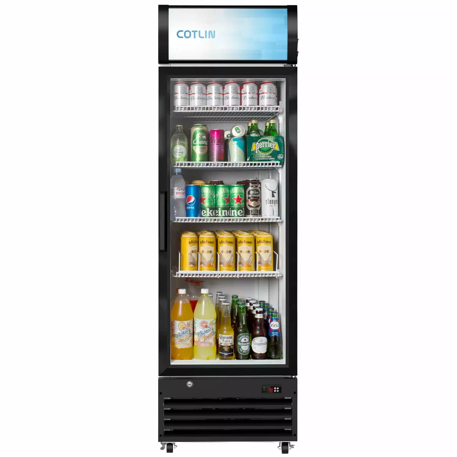 COTLIN 21.9 Cu.Ft LED Dual-pane Glass Door Upright Display Beverage Cooler WX-P255