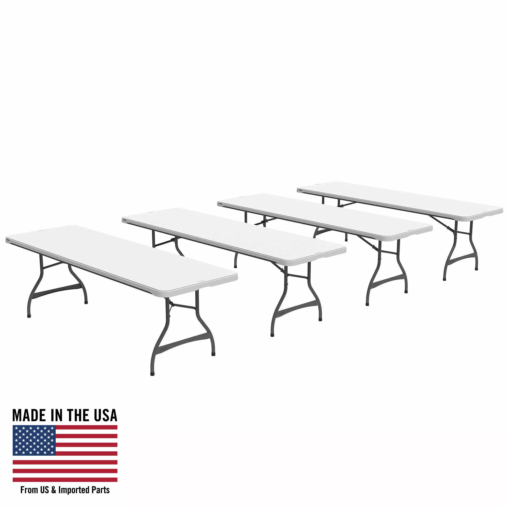 Lifetime 8 Foot Rectangle Folding Table - Indoor Outdoor Commercial Grade White Granite Set 4