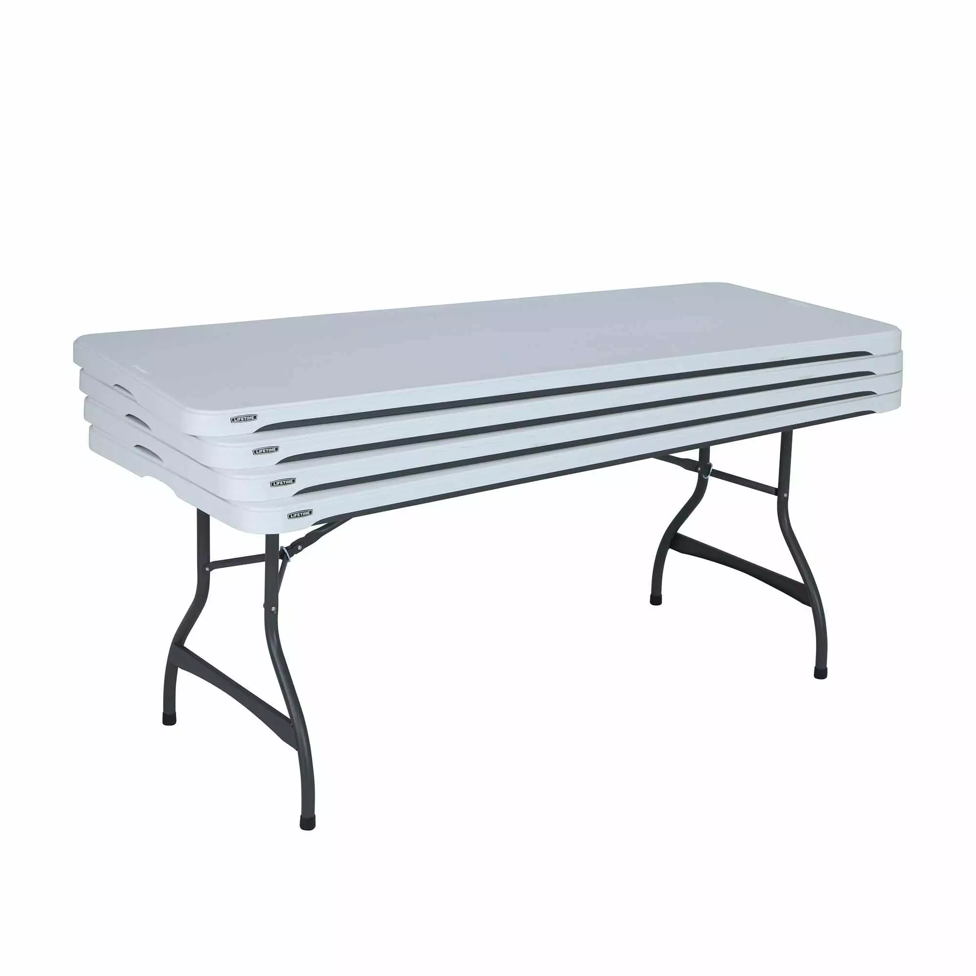 Lifetime 6 Foot Nesting Rectangle Folding Table Set 4 White Granite Indoor Outdoor Commercial Grade