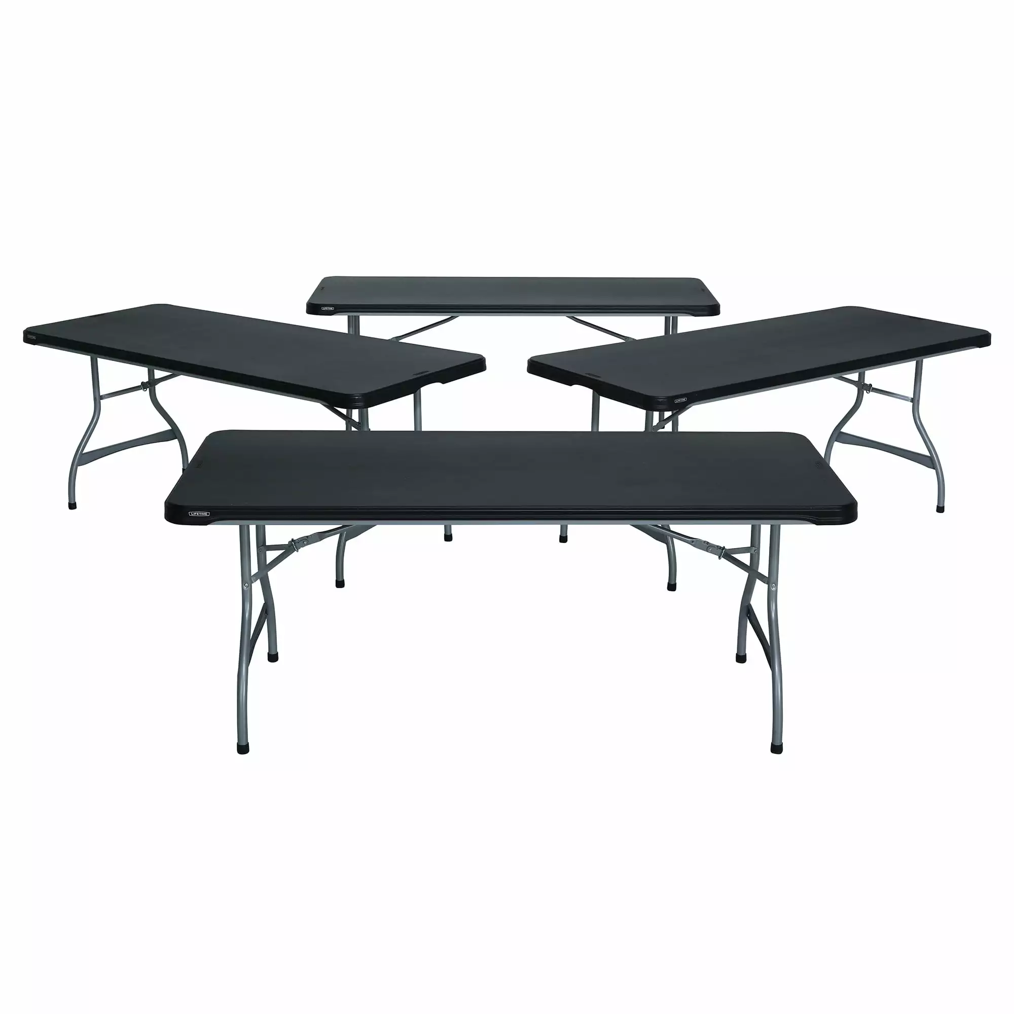 Lifetime 6 Foot Nesting Rectangle Folding Tables Indoor Outdoor Commercial Grade Black 4 Pack