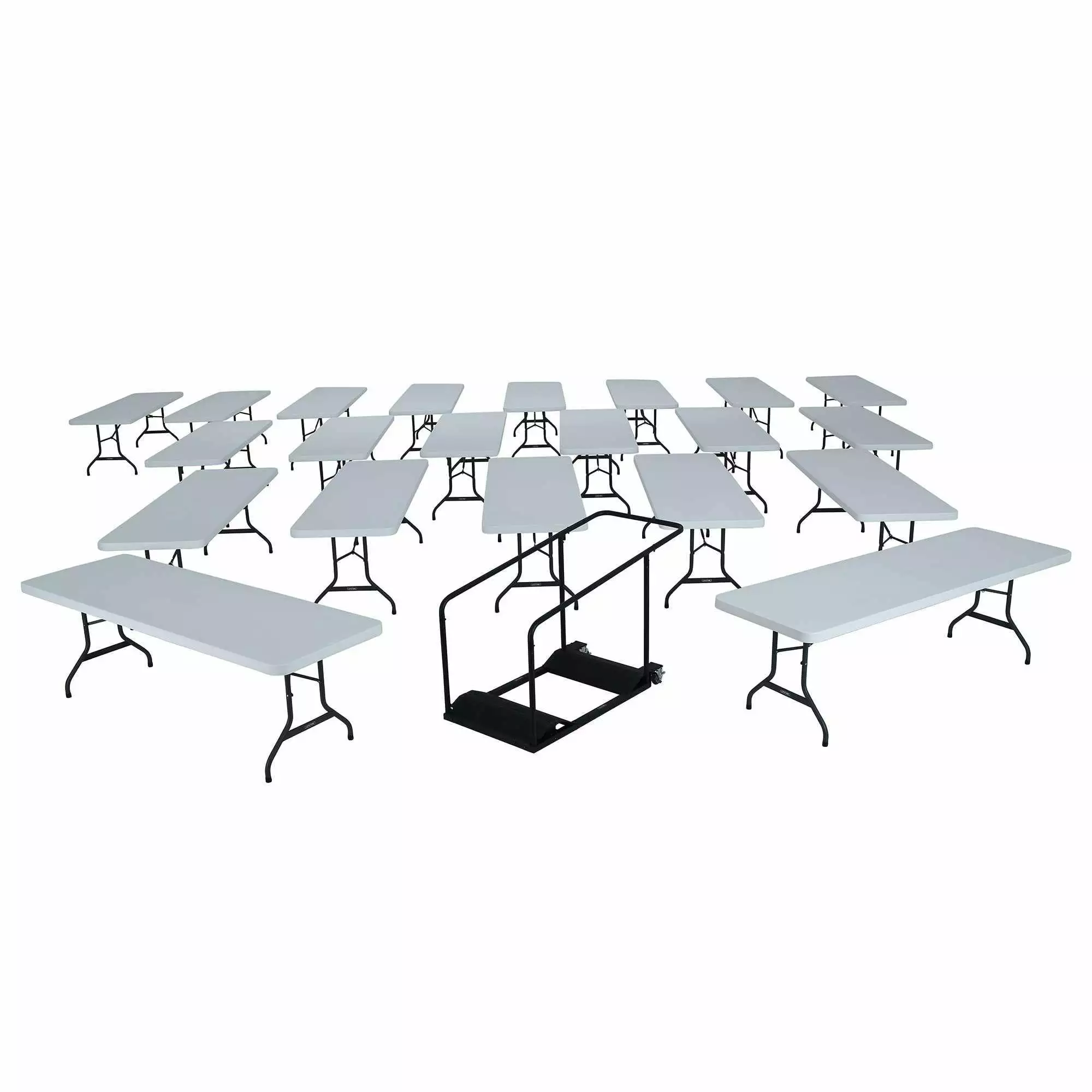 Lifetime 8 Foot Rectangle Almond Folding Tables Set 22 Cart Commercial Grade