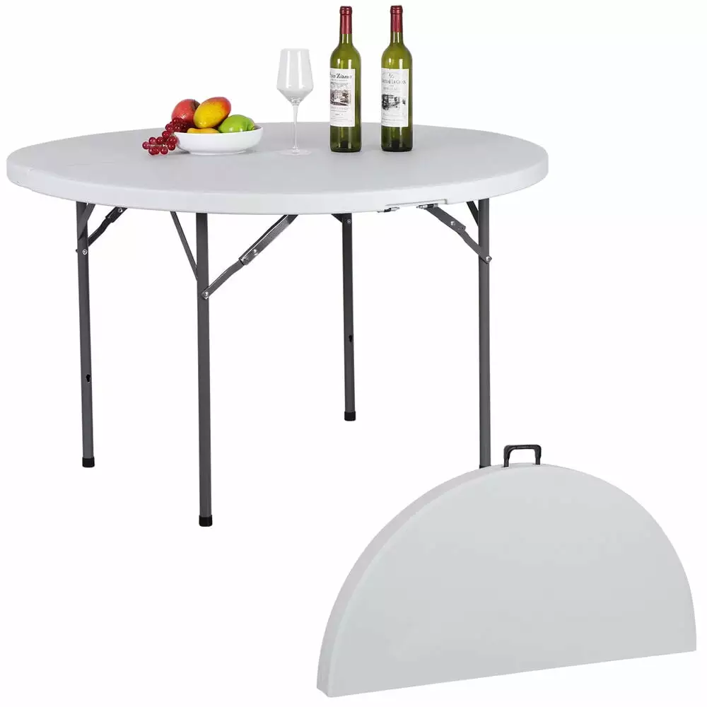 48 Round Bi-Folding Commercial Table Plastic Dining Card Table Outdoor Events