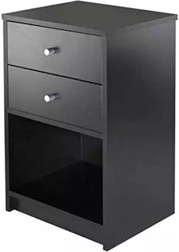 40 x 30 x 60cm Round Handle Night Stand Two Drawers - Compact Bedside Storage LIUNU