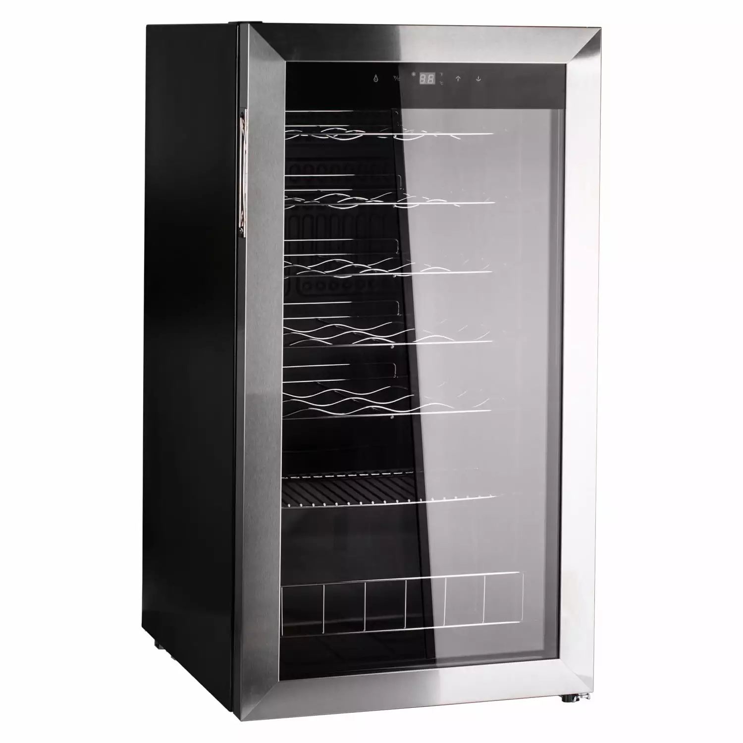 SMAD Freestanding 28 Bottles Compressor Wine Cooler 3.1 Cu ft Stainless Steel Door No Frost Champagne Cooler 110V