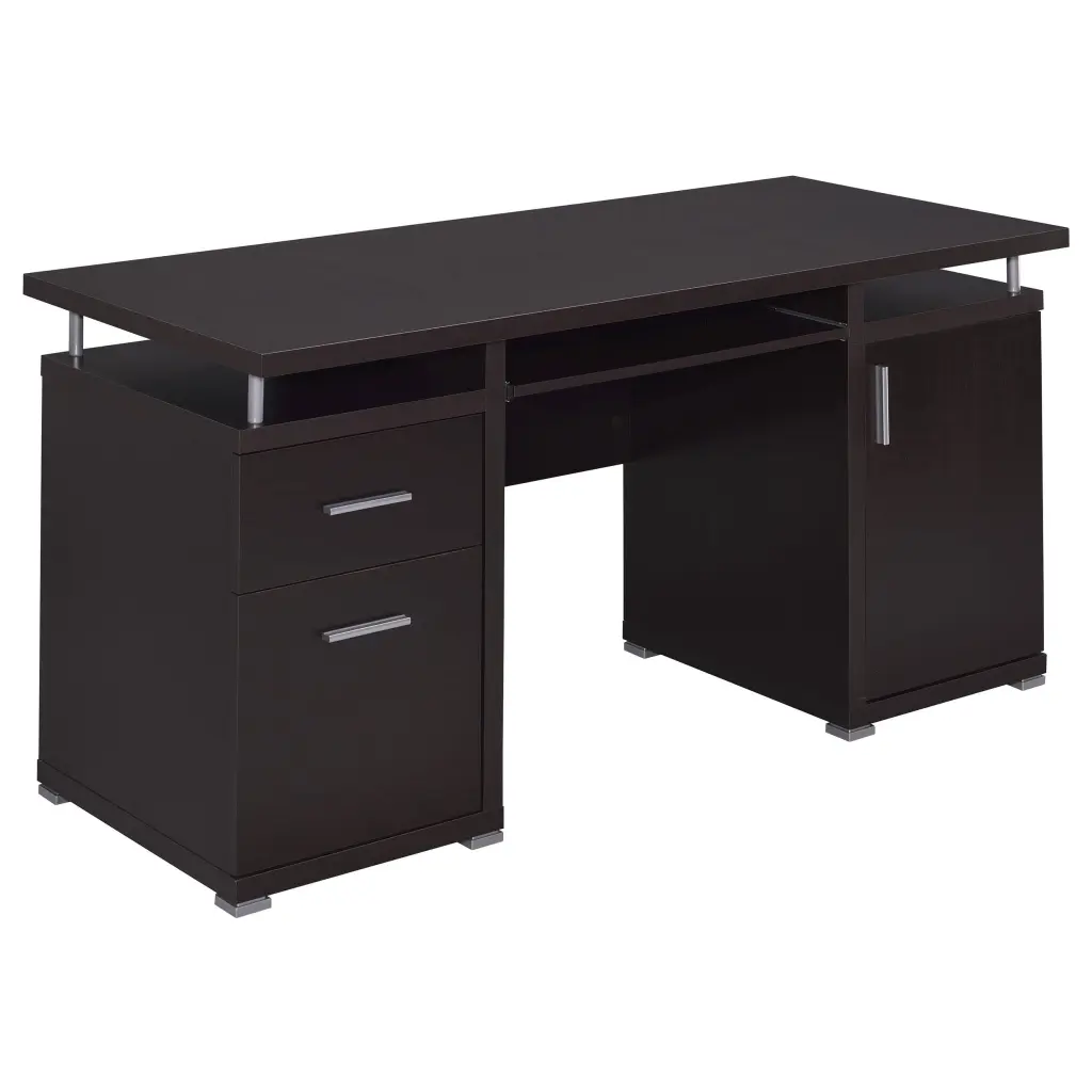Tracy 2-drawer Computer Desk Cappuccino - Compact Home Office Desk Storage