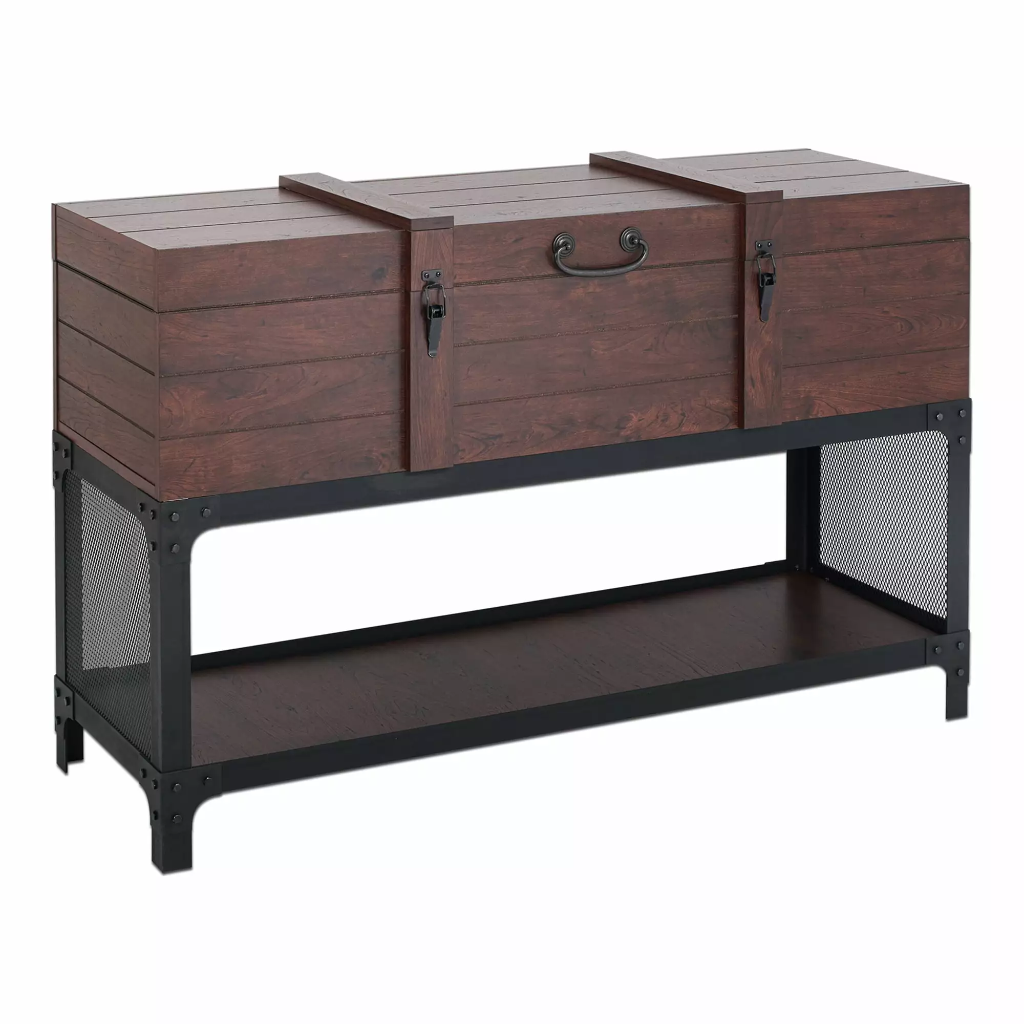 24/7 Shop At Home Alba Wood Lift Top Console Table Vintage Walnut Living Room Furniture Console