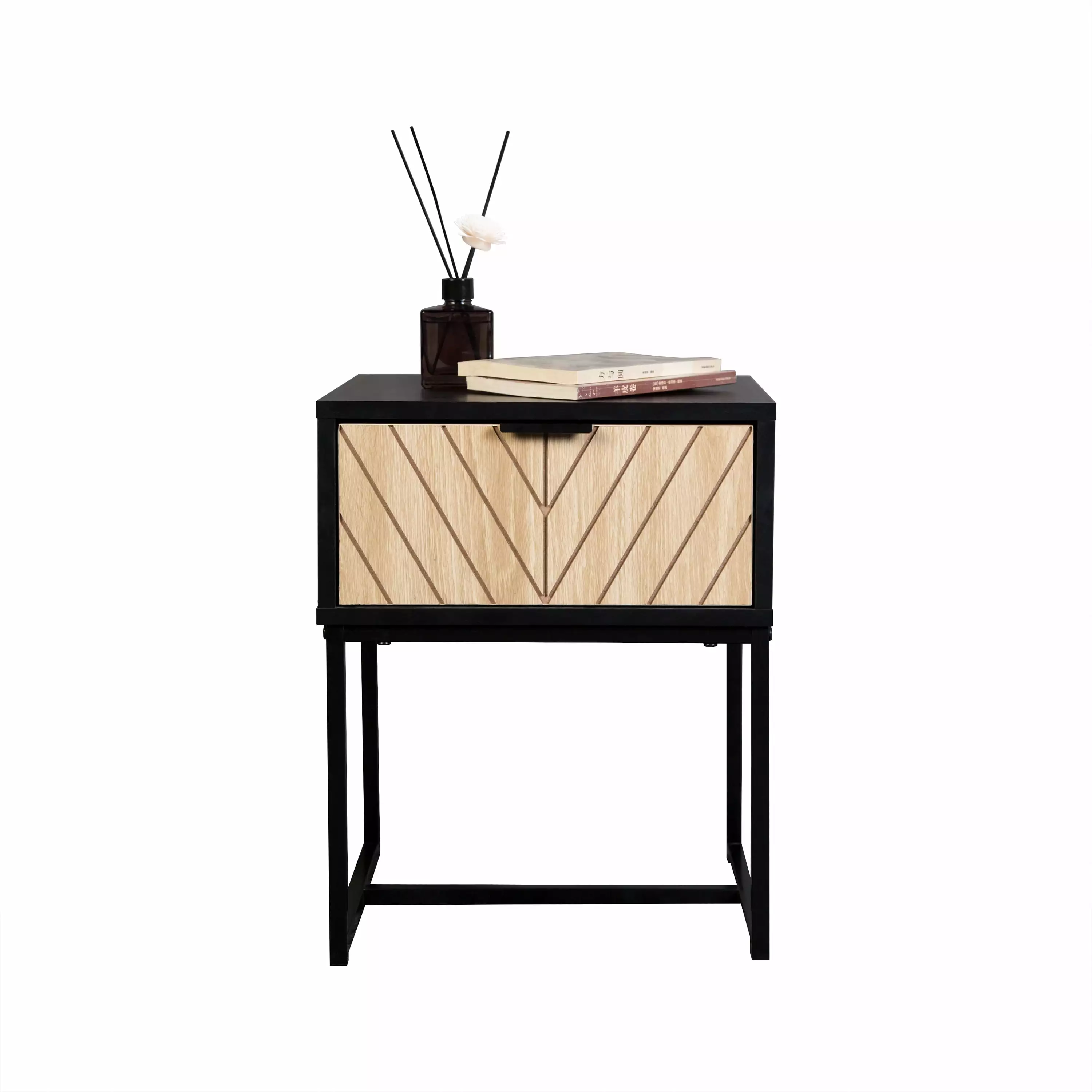 Bali Coastal Modern Console Table Natural Wood Drawer Black Console AC Pacific