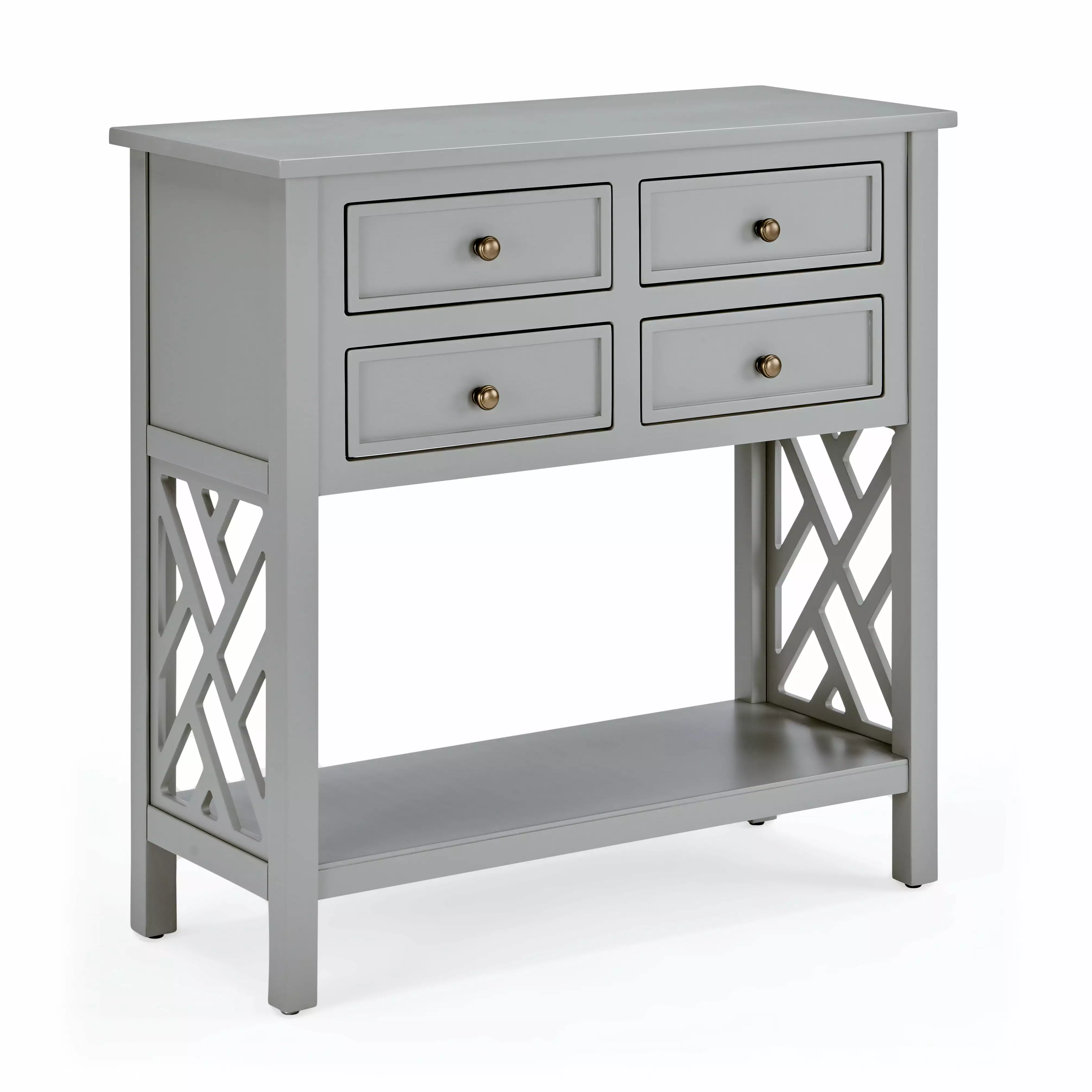 Alaterre Coventry 32 Inch Wood Console Table 4 Drawers Gray Finish Console