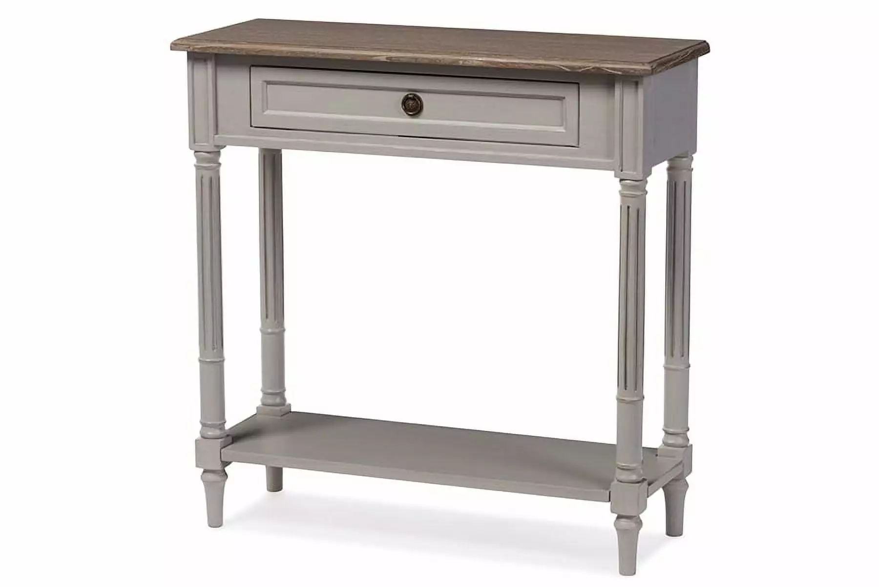 Baxton Studio Edouard 32 Console Table Weathered Oak and Gray Living Room Entryway Console