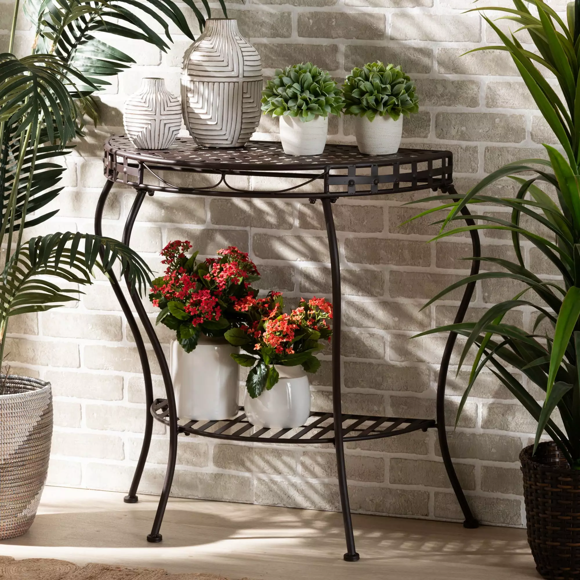 Baxton Studio Laraine Modern Black Metal Outdoor Console Table Console