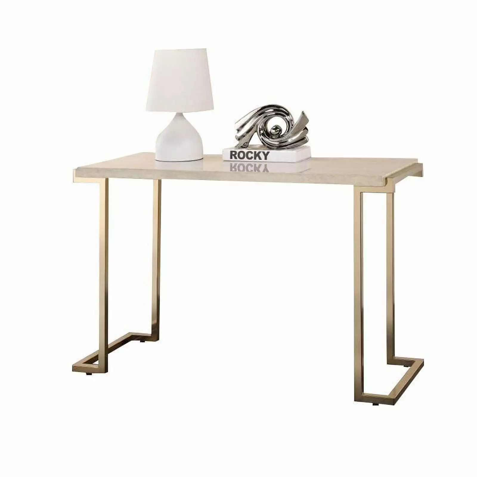 Bowery Hill Console Table Faux Marble and Champagne - Elegant Entryway Table Console