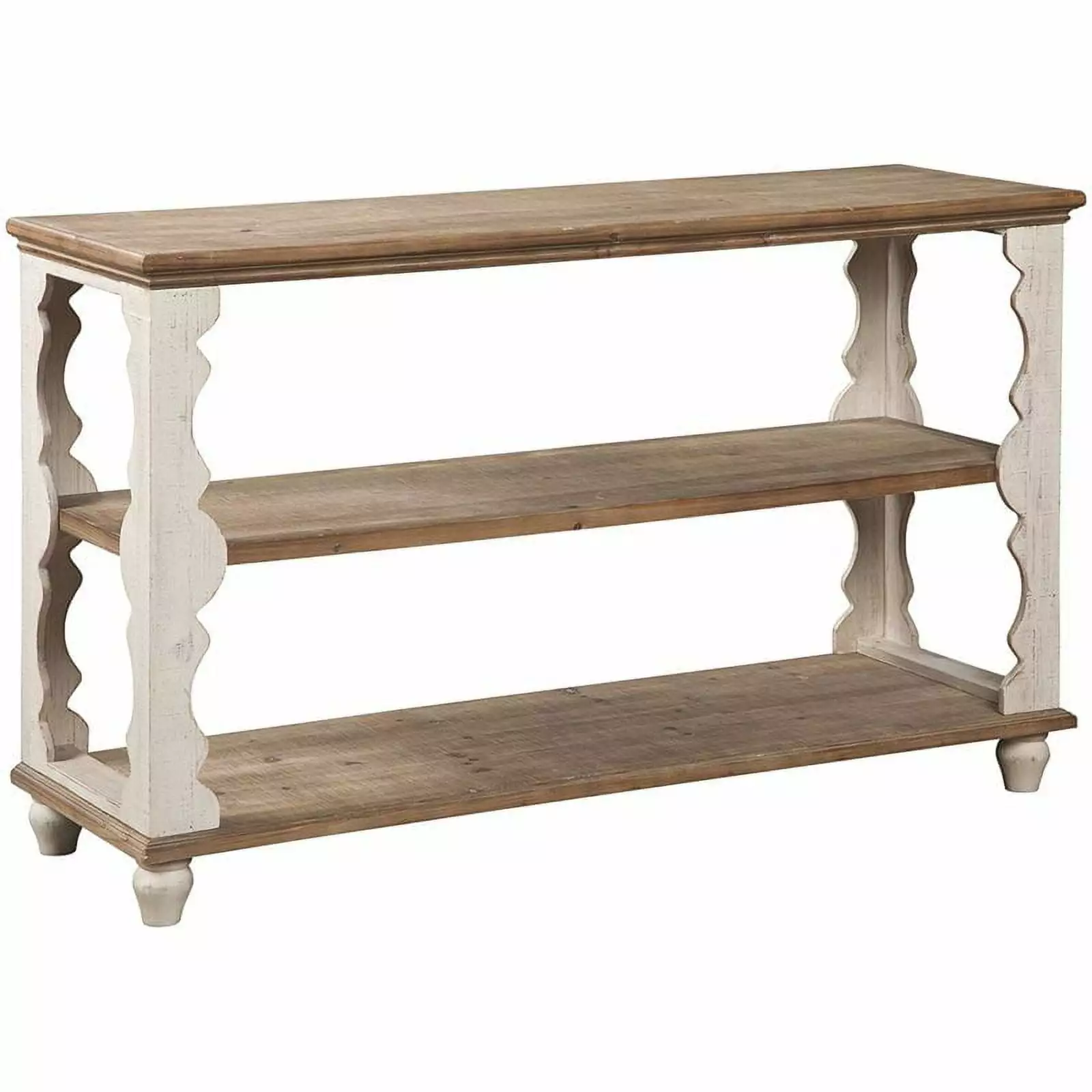 Bowery Hill Console Table Natural and Antique White - Modern Entryway Sofa Table Console