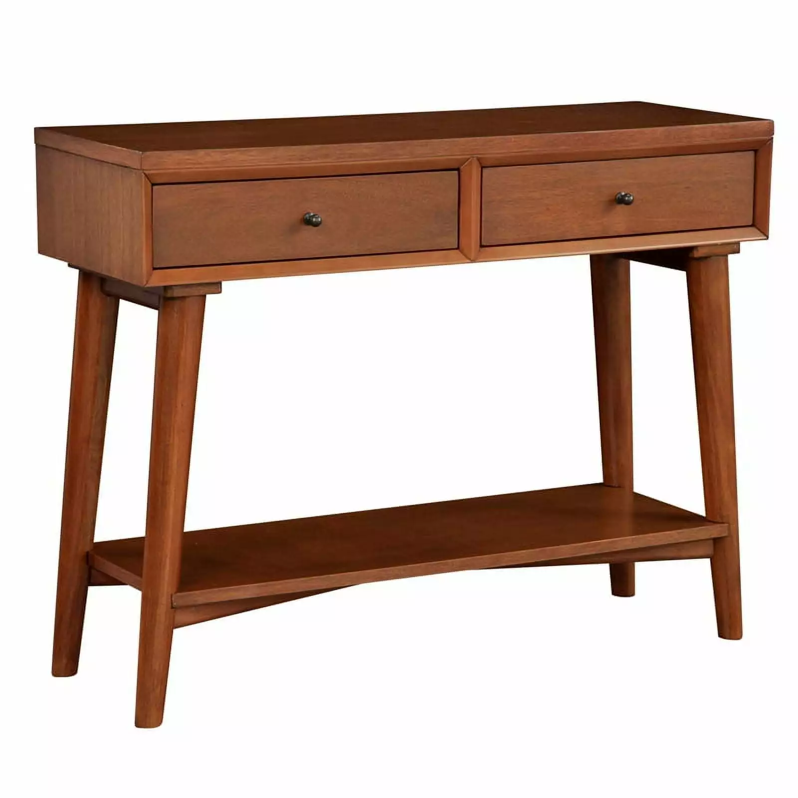 Bowery Hill Farmhouse Wood Console Table 2 Drawers Acorn Brown Console