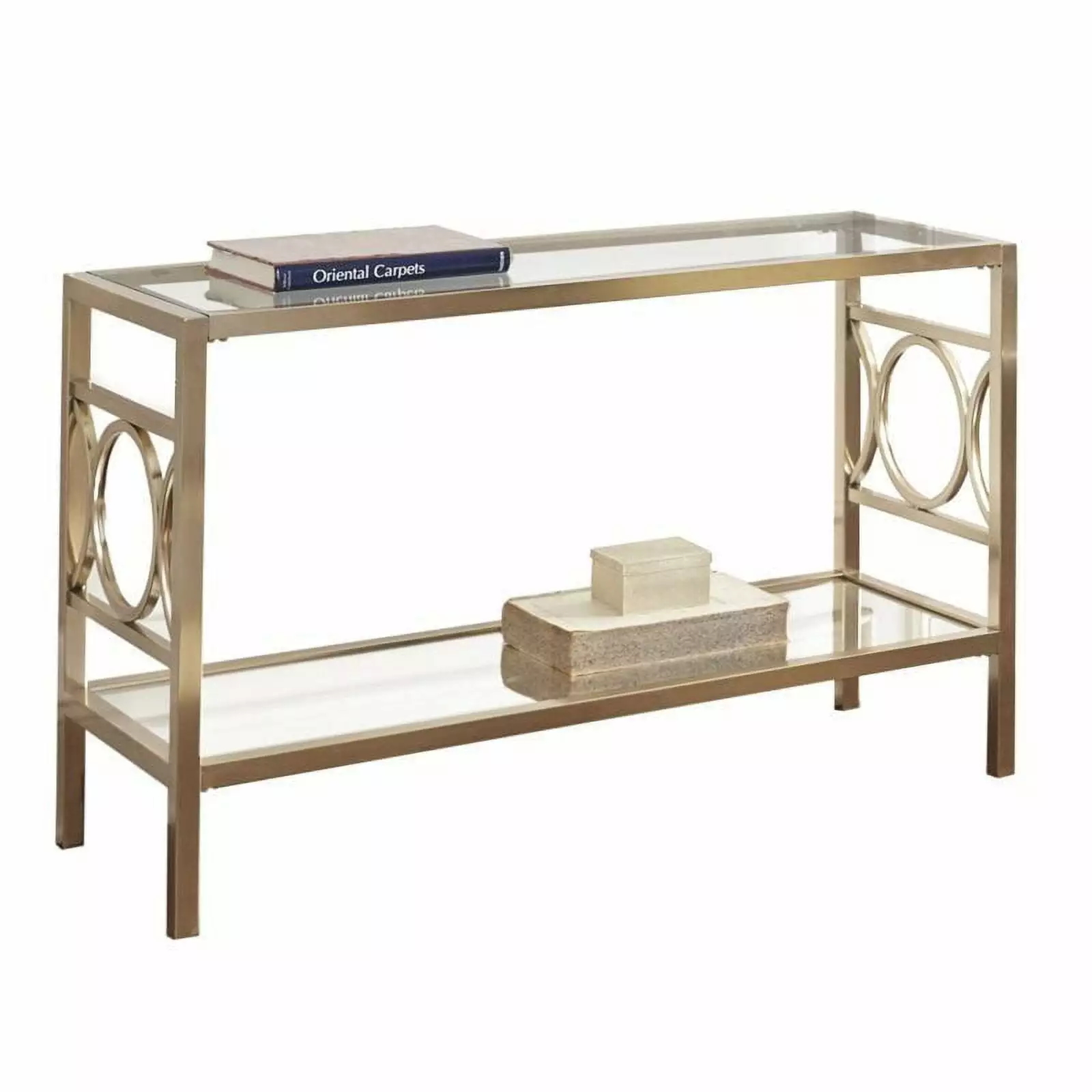 Bowery Hill Modern Glass Top Console Table Gold Chrome - Elegant Entryway Furniture Console