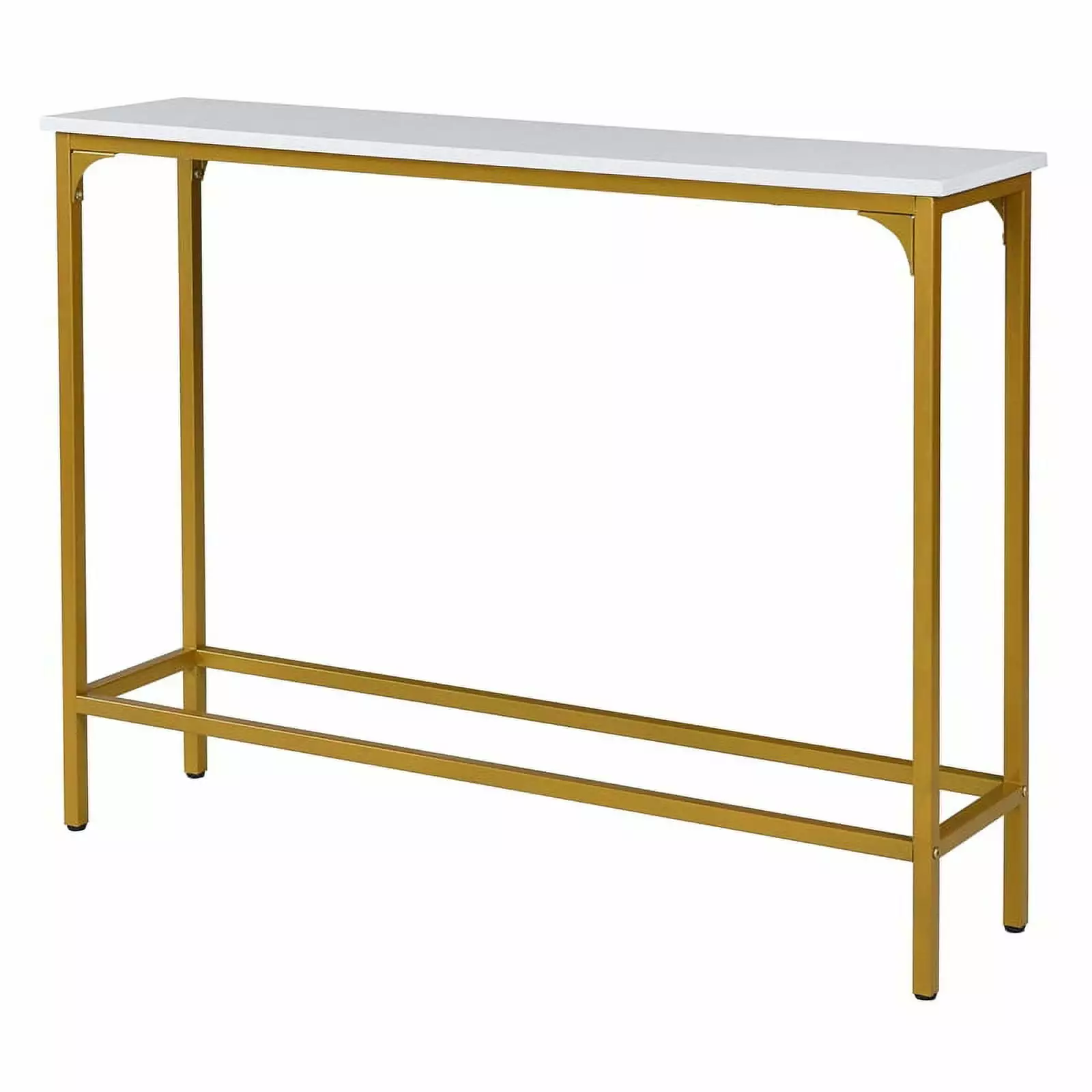 Bowery Hill Transitional Slim Metal Console Table White and Gold - Modern Side Table Console