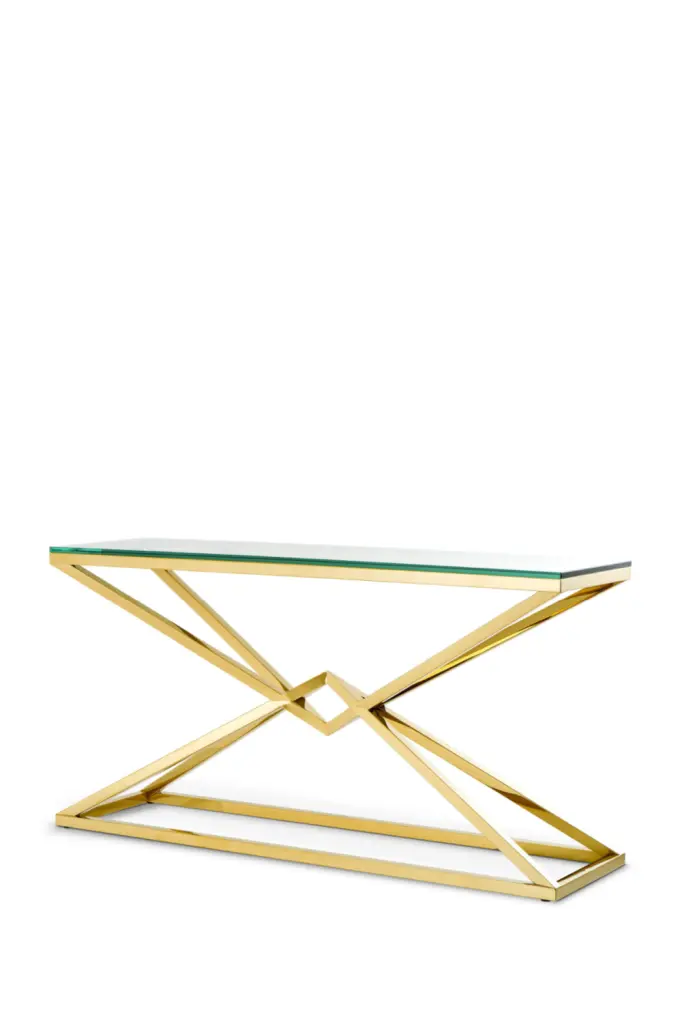 Brass Crossed-Leg Console Table Large Eichholtz Connor - Luxury Entryway Furniture