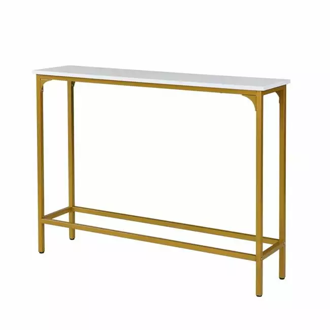 Carolina Classics Stellan Slim Metal Console Table White and Gold Console Carolina Classic Furniture