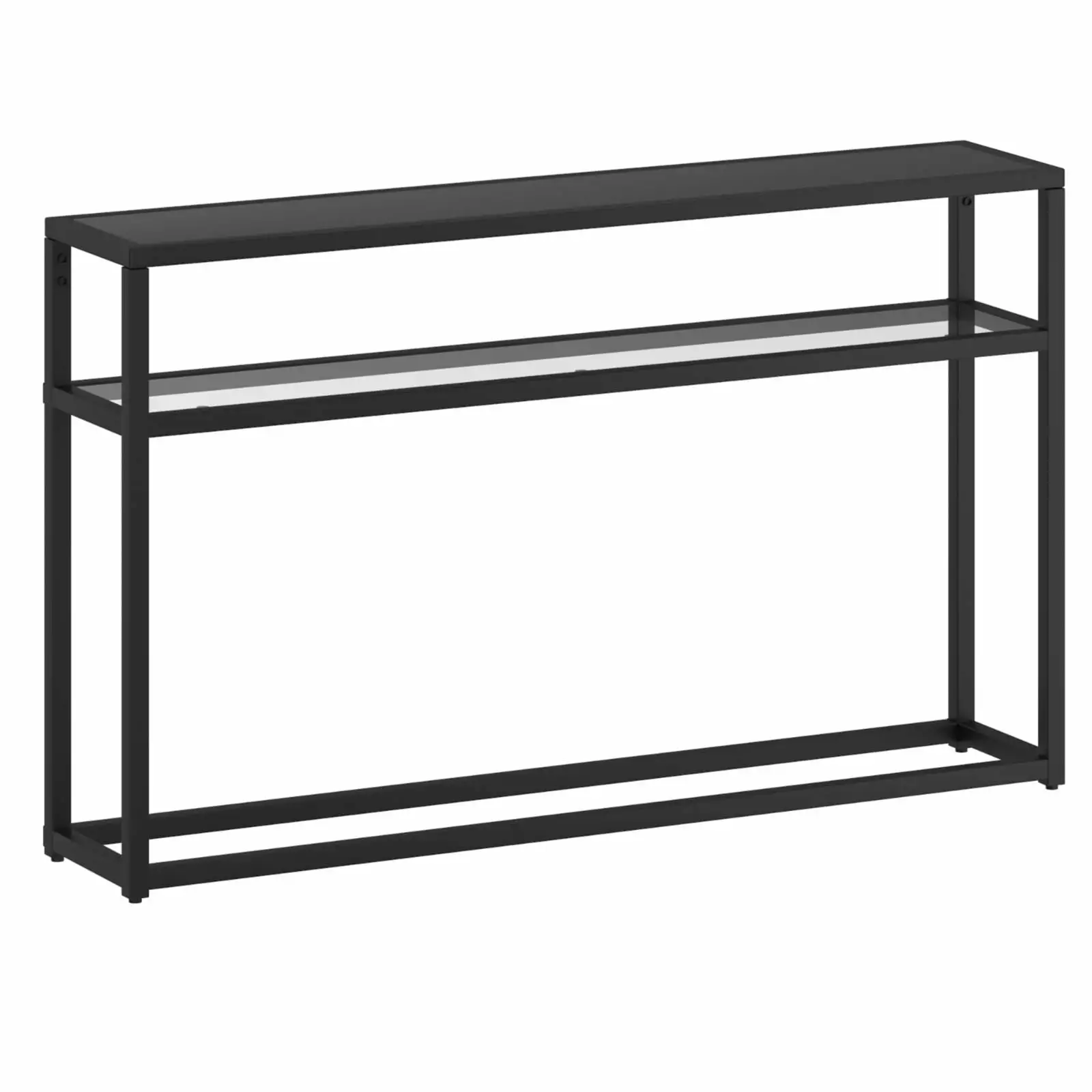 Contemporary Metal and Glass Console Table MDF Shelf - Modern Design Console