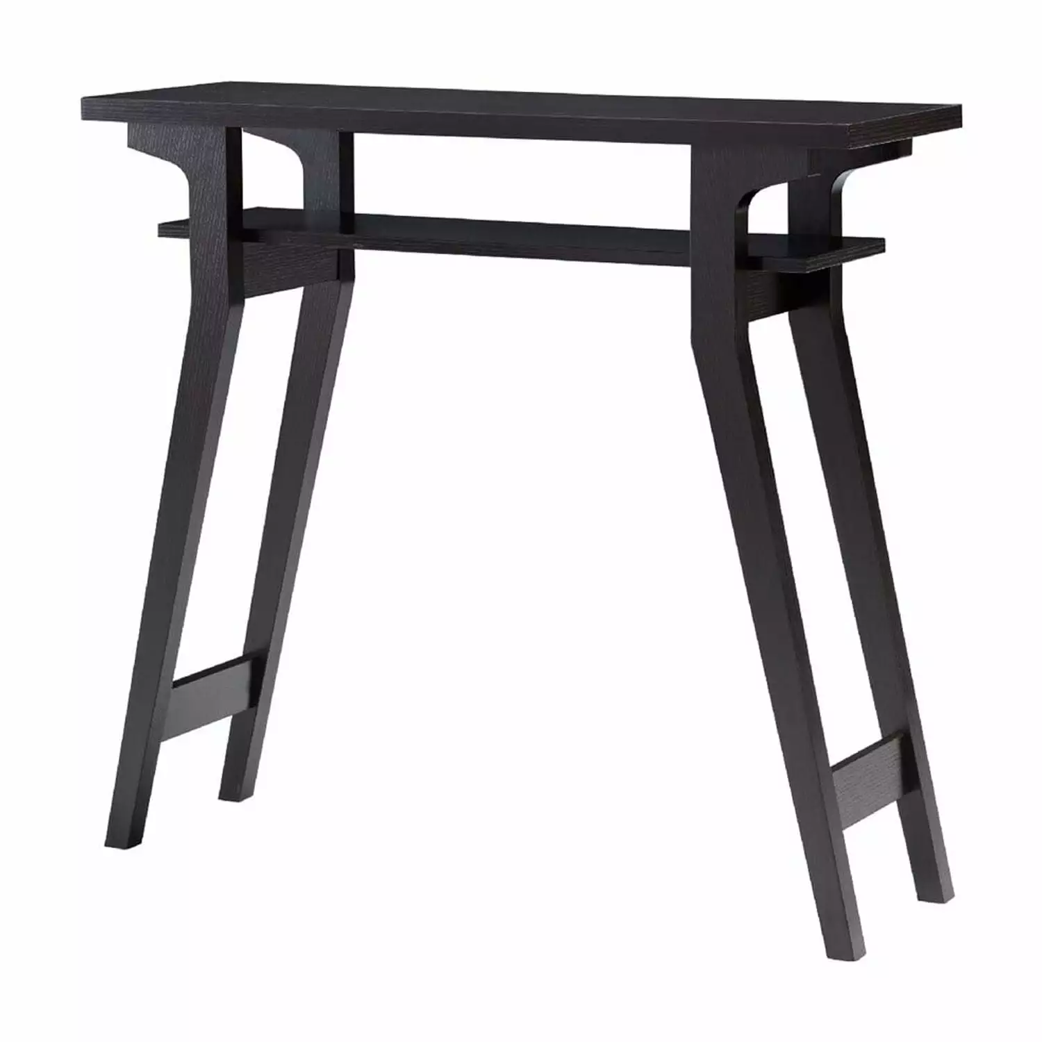 Benjara Rectangular Top Wooden Frame Console Table Open Shelf Dark Brown Living Room Entryway Console Convenience Concepts