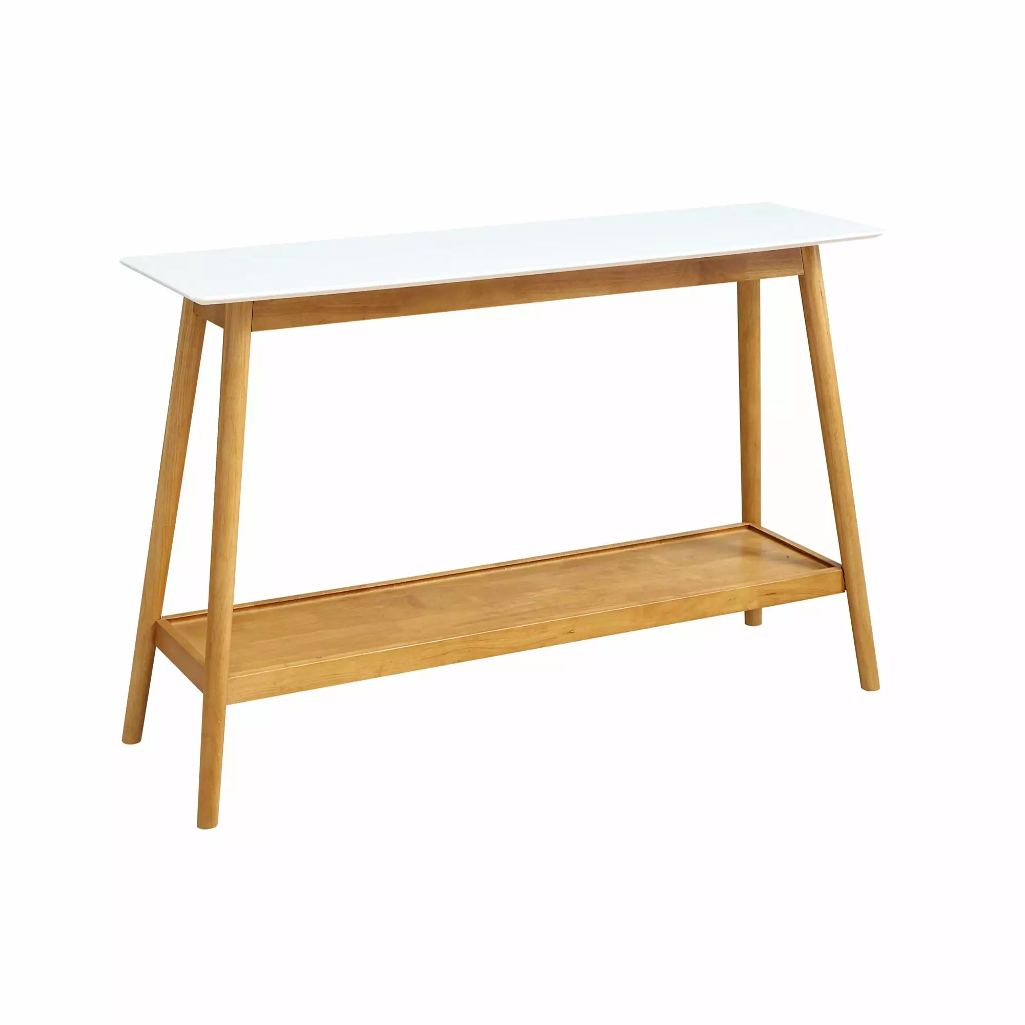 Convenience Concepts Oslo Console Table White and Natural Wood Finish Hallway Console