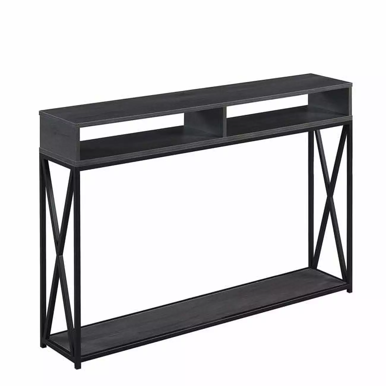Tucson Deluxe 2 Tier Charcoal Gray and Black Console Table 47.25 x 9 x 30.5 Inches Console Convenience Concepts