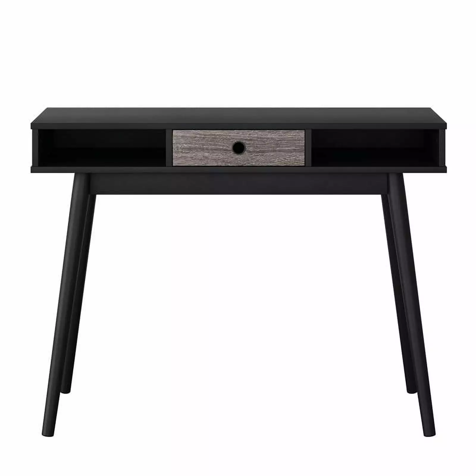 Acerra Black Engineered Wood Grain Entryway Table Center Drawer Console CORLIVING