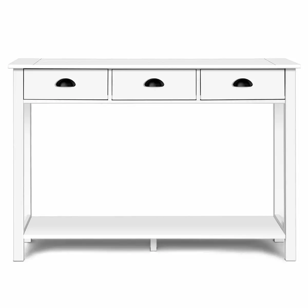 Costway 47 Console Table Hall Table Side Desk Drawers Shelf Entryway White Console
