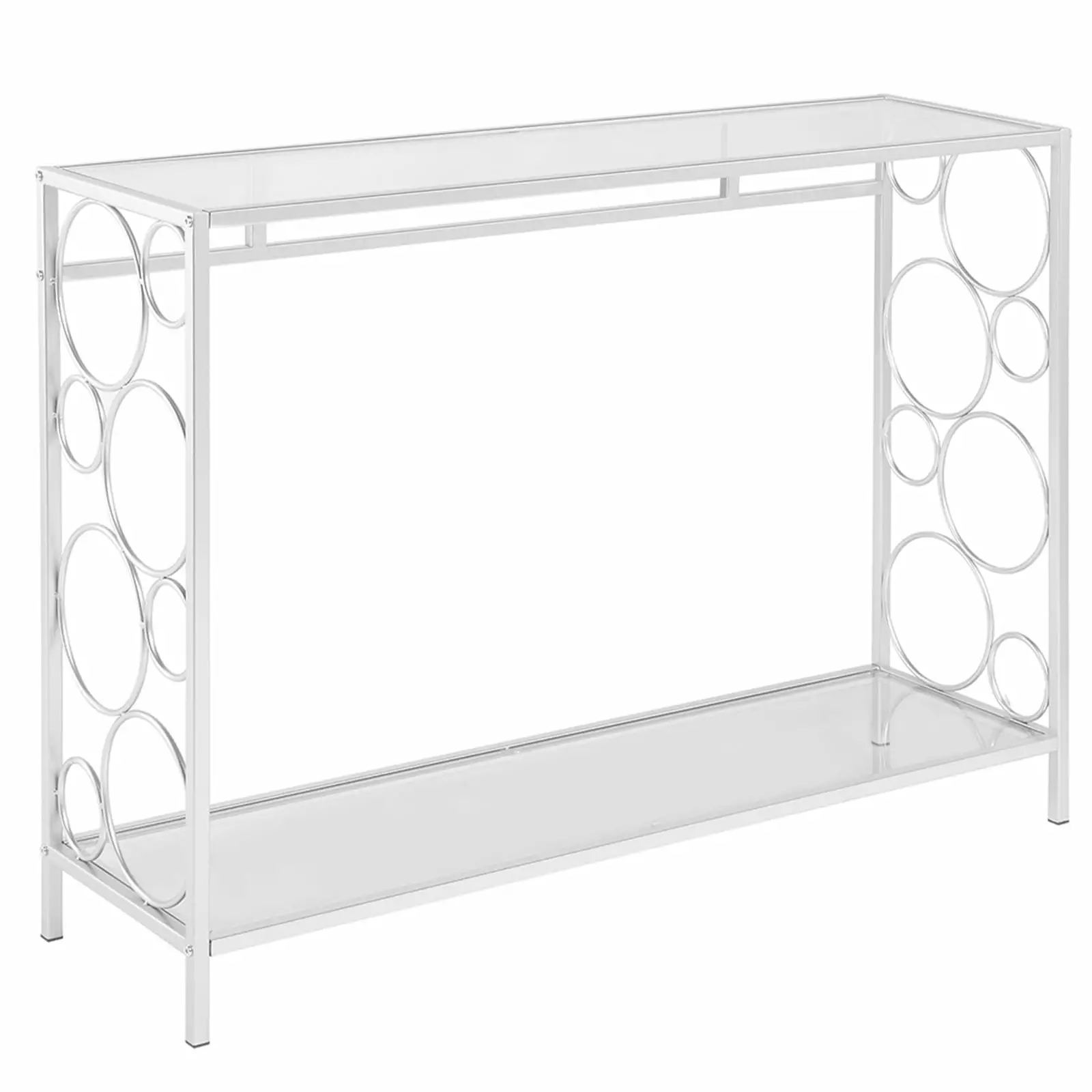 Winado Clear Glass Console Table Shelves Circle Style Silver Sofa Table TV Stand Console FCH