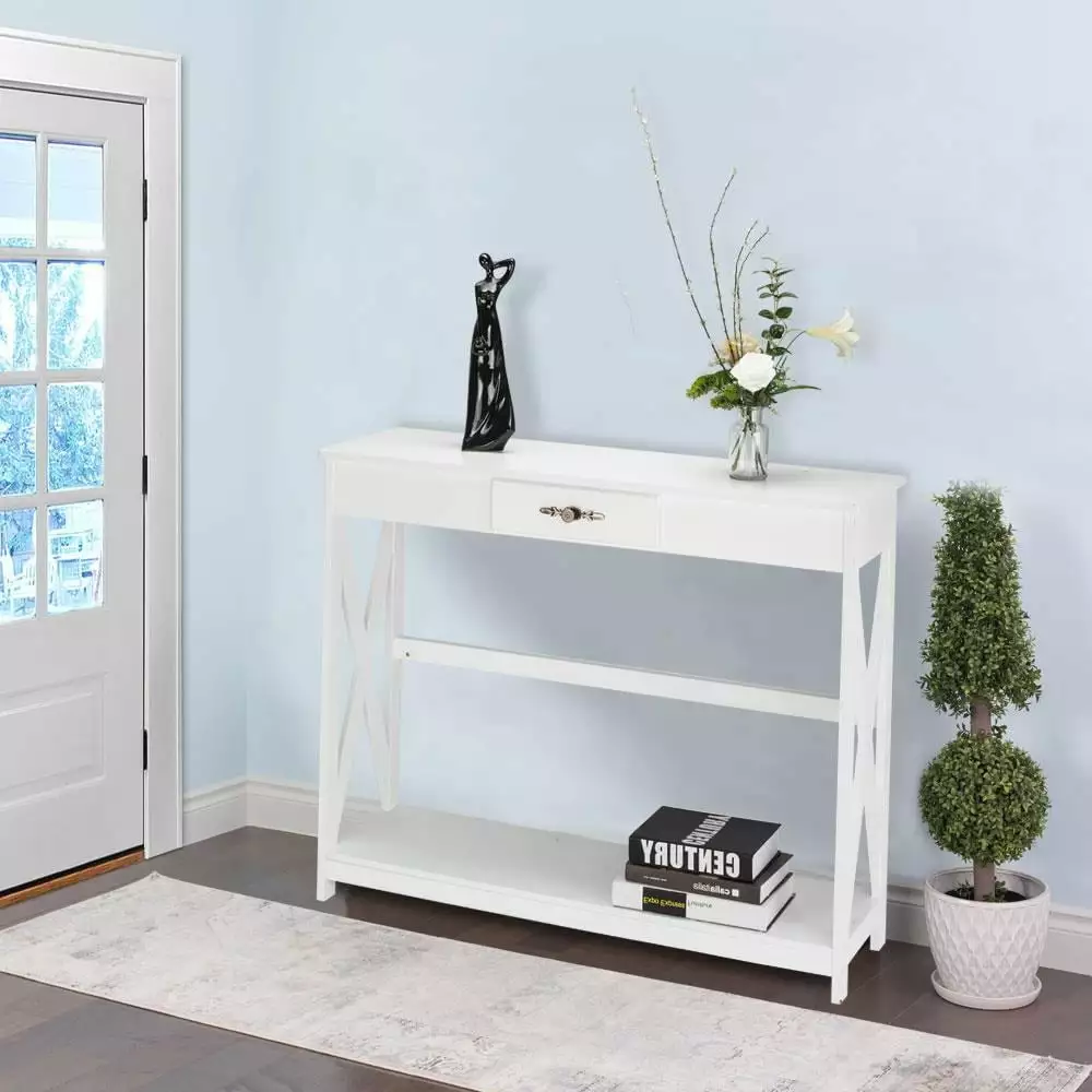 Winado Console Table Drawer and Shelf Sofa Table Side Desk Hallway Living Room Console FCH
